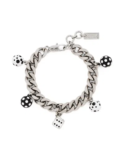 Marc Jacobs X Derrick Adams Dice Charm Bracelet In Silver