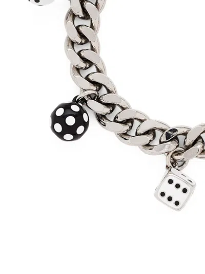 Marc Jacobs X Derrick Adams Dice Charm Bracelet In Silver