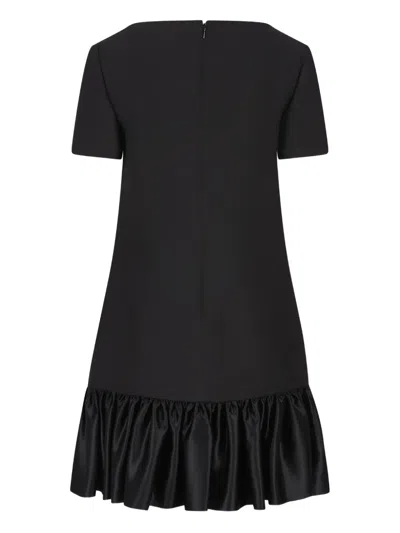 Valentino Garavani Bow Detail Wool And Silk Mini Dress In Black