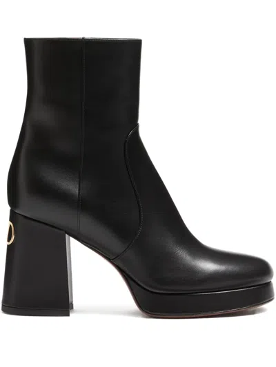 Valentino Garavani Fawcette Platform Ankle Boot In Calfskin 90mm Woman Black 42 In Black