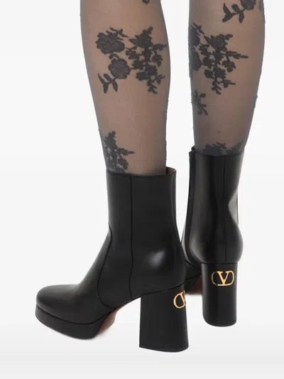 Valentino Garavani Fawcette Platform Ankle Boot In Calfskin 90mm Woman Black 42 In Black
