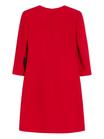 Valentino Short Silk Dress With Bow In Red