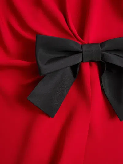 Valentino Short Silk Dress With Bow In Red