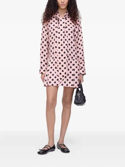 Marc Jacobs Polka-dot Pattern Pleated Mini Dress In Pink