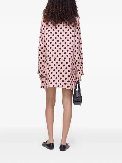 Marc Jacobs Polka-dot Pattern Pleated Mini Dress In Pink