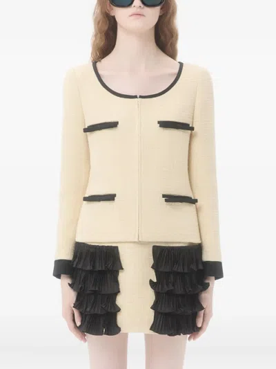 Valentino Textured Fabric Jacket Featuring Pockets In Neutral
