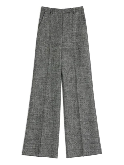 Valentino High-rise Wide-leg Trousers Featuring Pockets In Gray