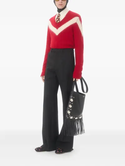 Valentino Garavani Intarsia Wool Jumper In Red
