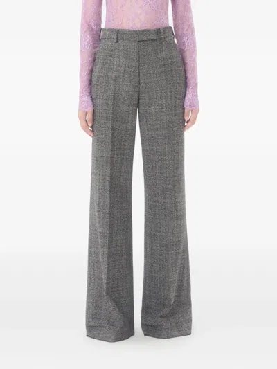 Valentino High-rise Wide-leg Trousers Featuring Pockets In Gray