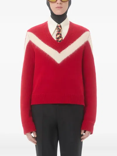 Valentino Garavani Intarsia Wool Jumper In Red