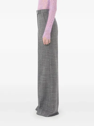 Valentino High-rise Wide-leg Trousers Featuring Pockets In Gray