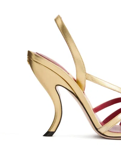 Valentino Garavani Fetishique Sandal In Laminated Nappa 105mm Woman Antique Brass 40 In Gold