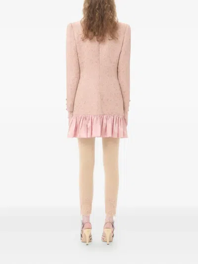 Valentino Long Sleeve Dress Ruffled Hem In Pink