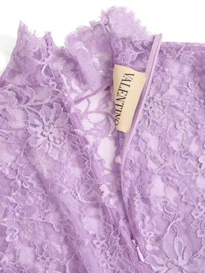 Valentino Purple Floral Lace Bodysuit In Purple