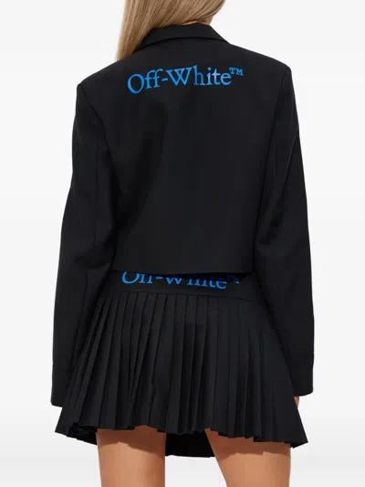 Off-white Logo-print Cropped Blazer In Black