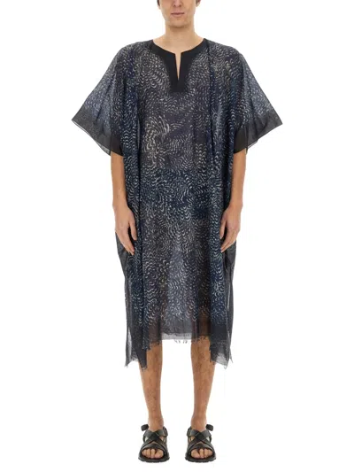 Dries Van Noten Lightweight Beach Kaftan Side Slits In Blue