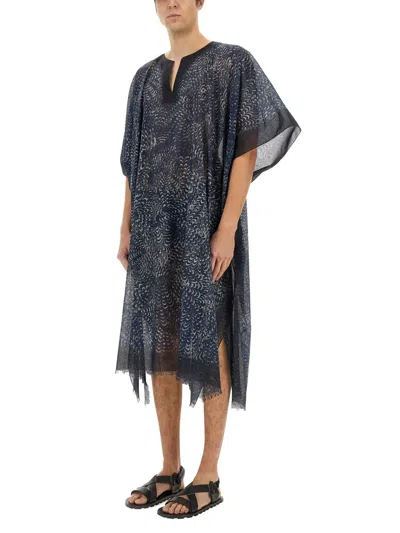 Dries Van Noten Lightweight Beach Kaftan Side Slits In Blue