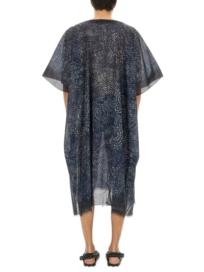 Dries Van Noten Lightweight Beach Kaftan Side Slits In Blue