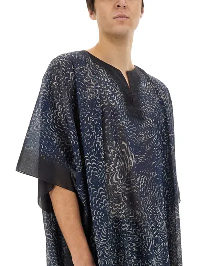 Dries Van Noten Lightweight Beach Kaftan Side Slits In Blue