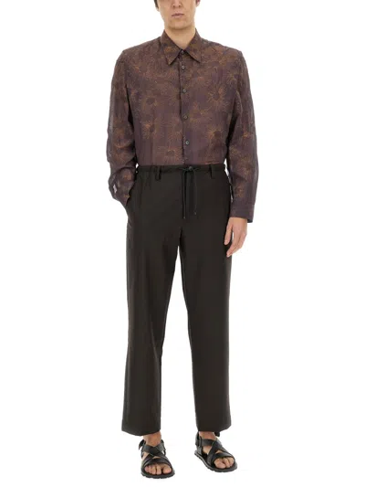 Dries Van Noten Floral Pattern Long Sleeve Cuffed Shirt In Brown