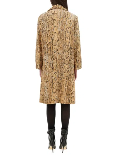 Dries Van Noten Women Long Coat With Sequins In Animal Print