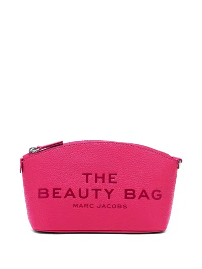 Marc Jacobs Embossed Logo Leather Cosmetic Bag In Pink