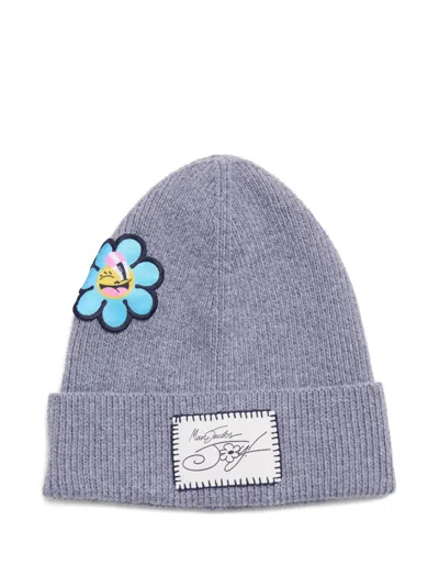 Marc Jacobs The Joy Flower-embellished Beanie Hat In Blue