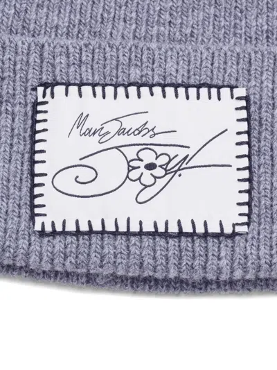 Marc Jacobs The Joy Flower-embellished Beanie Hat In Blue