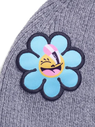 Marc Jacobs The Joy Flower-embellished Beanie Hat In Blue