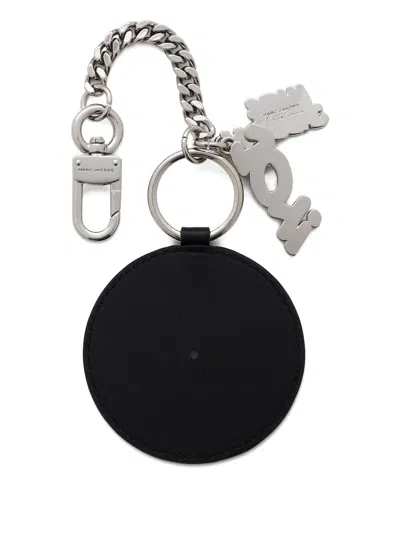 Marc Jacobs X Derrick Adams Record-shaped Leather Keyring In Black