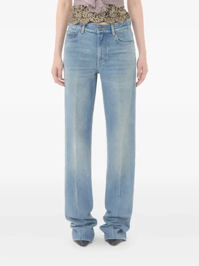 Valentino Garavani Jeans With Logo Application In Blue