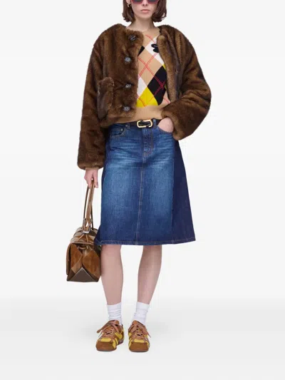 Marc Jacobs Patch-pocket Faux-fur Jacket In Brown