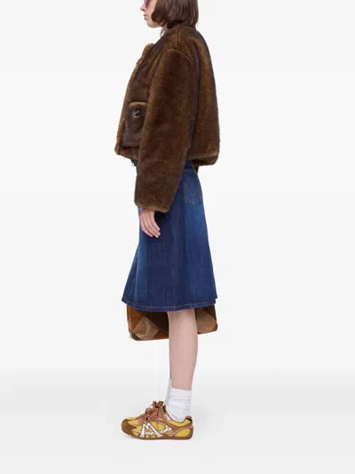 Marc Jacobs Patch-pocket Faux-fur Jacket In Brown