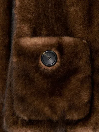 Marc Jacobs Patch-pocket Faux-fur Jacket In Brown