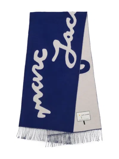 Marc Jacobs Marc Is Joy Fringe Scarf In Blue