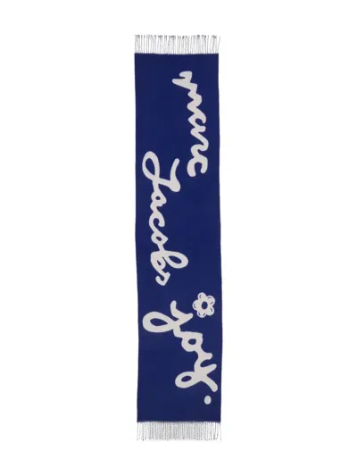 Marc Jacobs Marc Is Joy Fringe Scarf In Blue