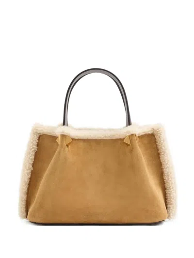 Valentino Small Suede Floral Tote Bag In Multi