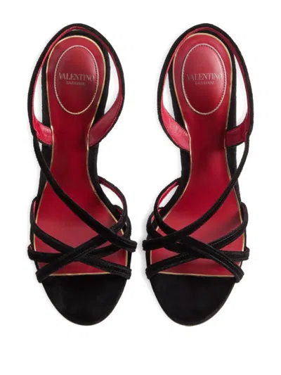 Valentino Fetishique 105 Velvet Slingback Sandal In Black