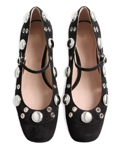 Valentino Nellcote 30 Embellished Mary Jane Suede Pumps In Black