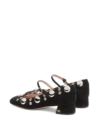 Valentino Nellcote 30 Embellished Mary Jane Suede Pumps In Black
