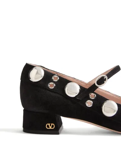 Valentino Nellcote 30 Embellished Mary Jane Suede Pumps In Black