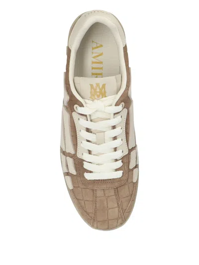Amiri Men Croc Debossed Pacific Bones Sneakers In Brown