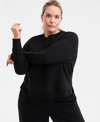Id Ideology Plus Size Fleece Crewneck Sweatshirt, Macy's Exclusive In Black