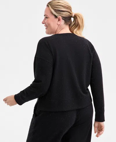 Id Ideology Plus Size Fleece Crewneck Sweatshirt, Macy's Exclusive In Black