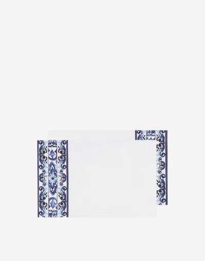 Dolce & Gabbana Set 2 Cotton Sateen Pillowcases In Blue