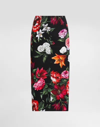 Dolce & Gabbana Flower-print Midi Skirt In Multi