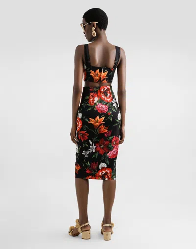 Dolce & Gabbana Flower-print Midi Skirt In Multi