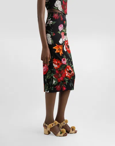 Dolce & Gabbana Flower-print Midi Skirt In Multi