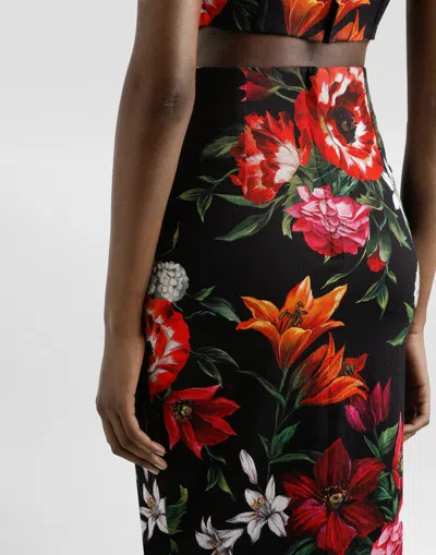 Dolce & Gabbana Flower-print Midi Skirt In Multi