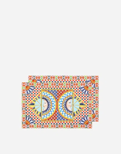 Dolce & Gabbana Set 2 Cotton Sateen Pillowcases In Multi